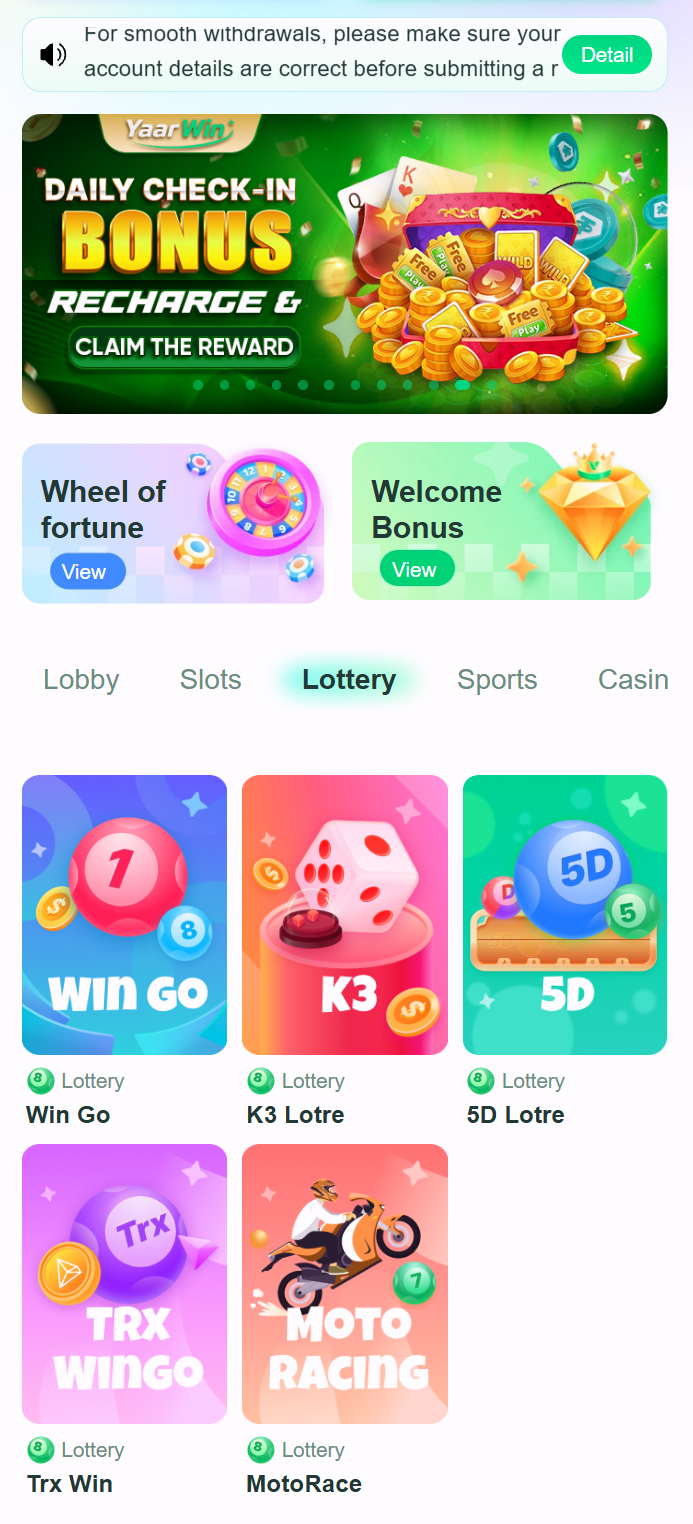 YaarWin Wingo game screen